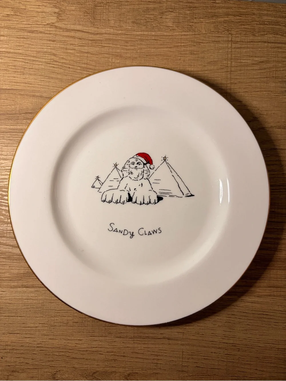 1999 Merry Masterpieces First Edition Christmas Travel Plates Set of 8 Gold